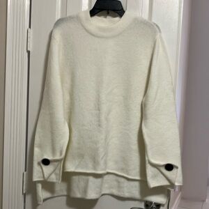Zara White Cowl Neck Sweater Cozy Knit